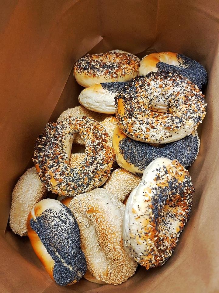 A classic East Coast-style bagel, a real photograph.