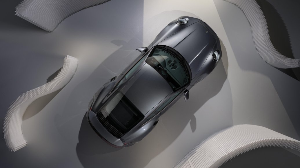 Overhead studio view of the 911 Turbo S Coupe.