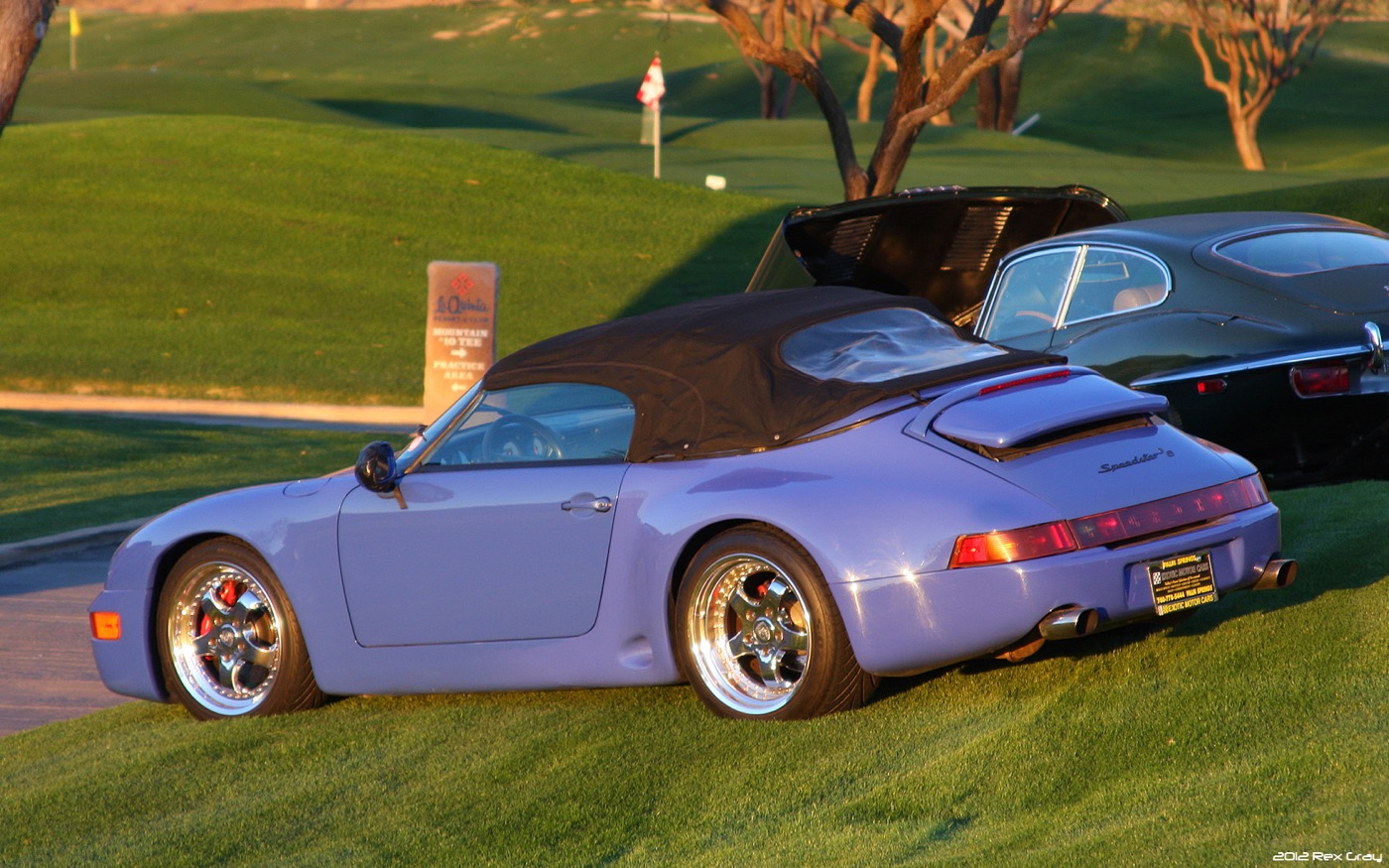 Porsche 993 Speedster, one of two ever built, real photograph, Wikimedia Commons, rear view.
