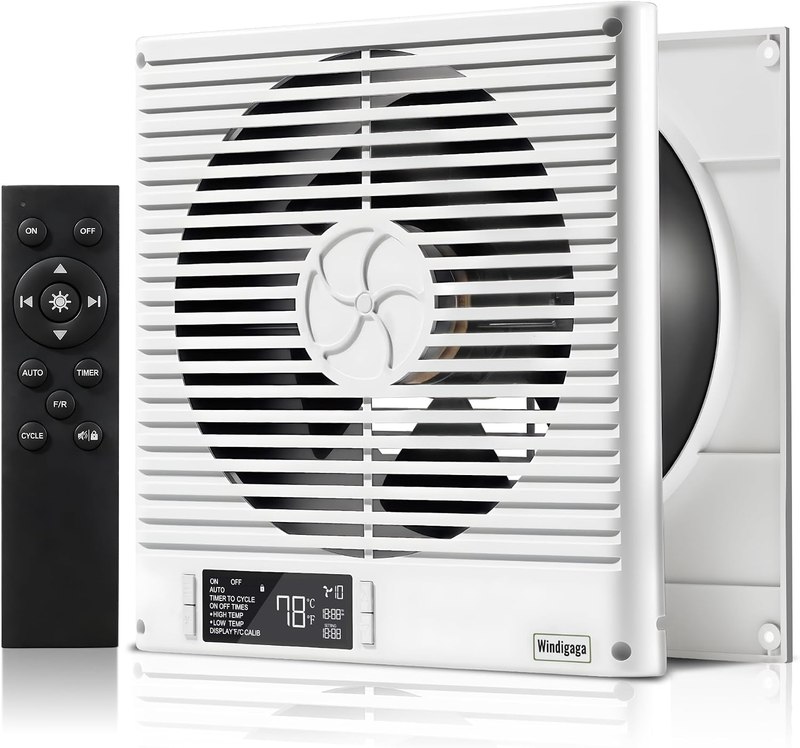 8" Room to Room Air Transfer Fan with Remote, 320CFM Through Wall Fan