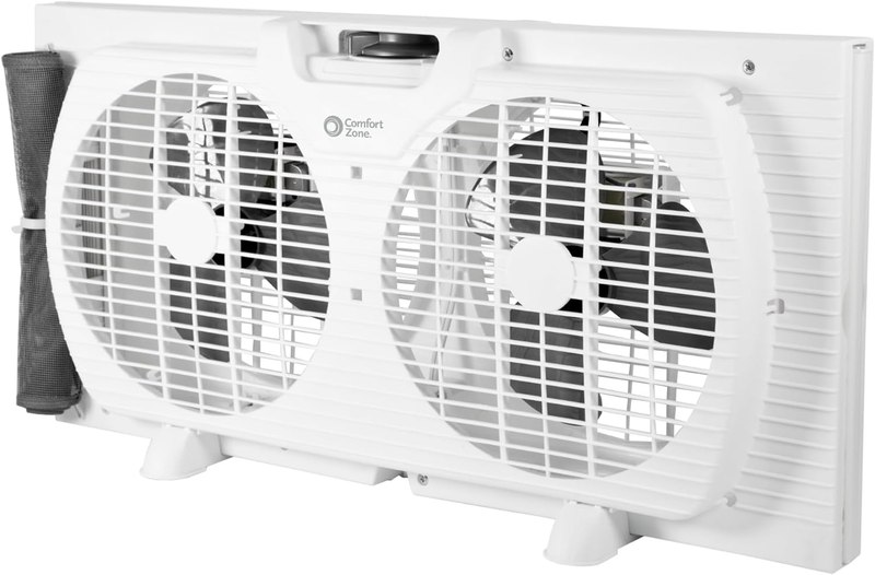 Comfort Zone Reversible Twin Window Fan with 3-Speeds & Expandable Width