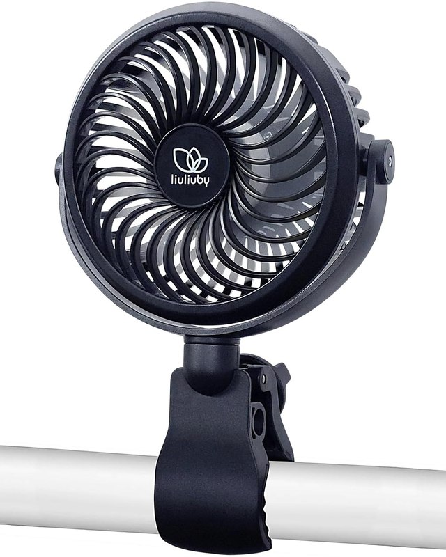 liuliuby Baby Stroller Fan with Clip | Clip On Fan for Baby Car Seat | Portable & Rechargeable with Durable Clamp | Stroller Accessories | Small Cooling USB Chargeable Battery (Jet Black)