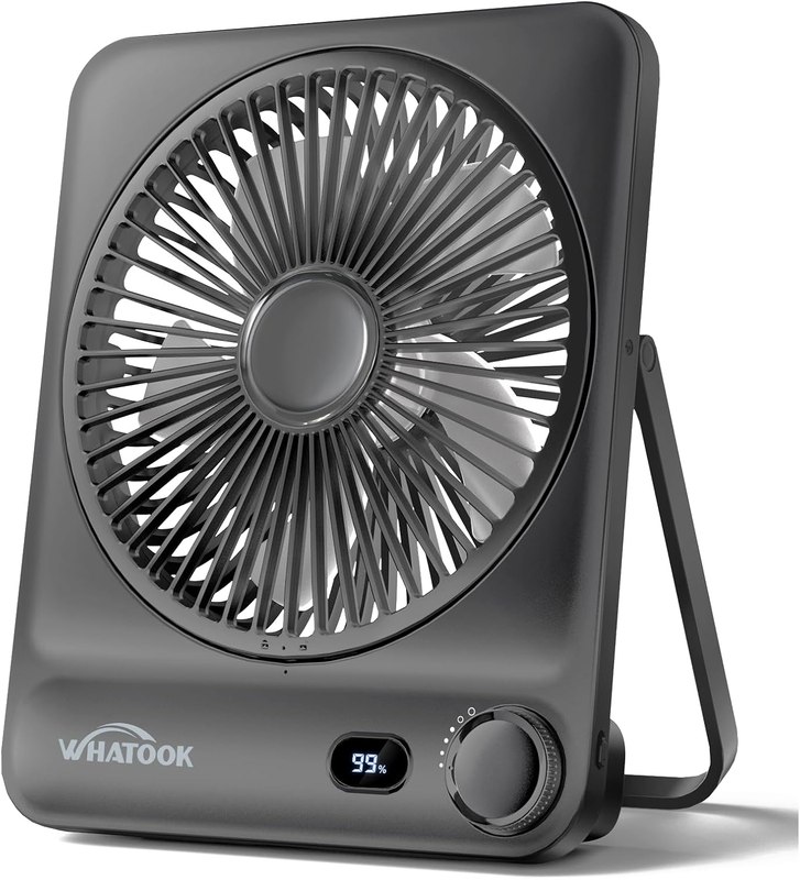 WHATOOK 10000mAh Portable Travel Fan 7-inch 40 Hours Rechargeable Desk fan