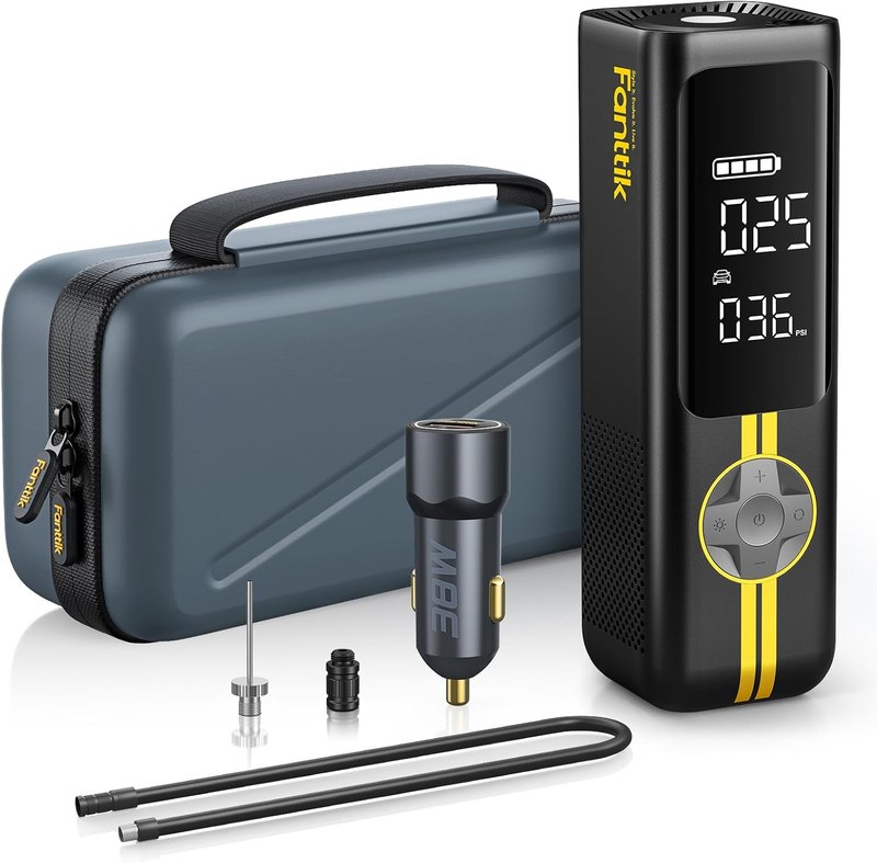 Fanttik X8 APEX Tire Inflator Portable Air Compressor, 1 Min Fast Inflation, 150PSI Cordless Tire Inflator with LED Dual Screen, Suitable for MPV, Car, Motorcycle, Up to 26.3″ Tires, Deluxe Package | 150PSI Cordless Tire Inflator with LED Dual Screen, Suitable for MPV, Car, Motorcycle, Up to 26.3″ Tires, Deluxe Package