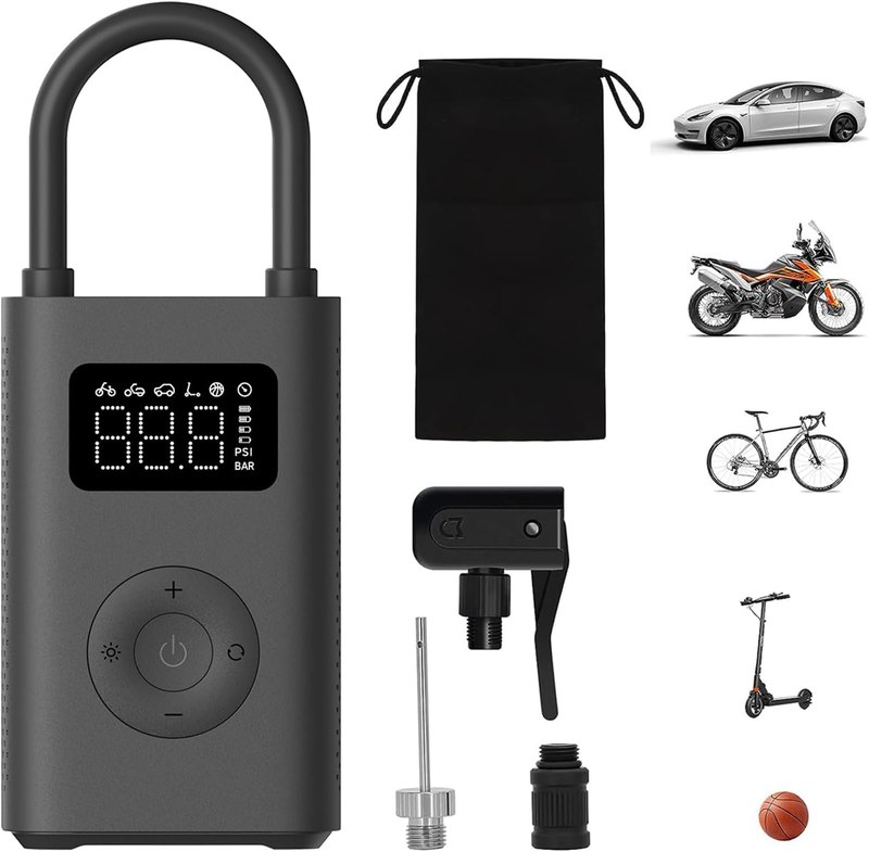 Xiaomi Portable Electric Air Compressor, 150 PSI Tire Inflator for Car, Scooter, Bike Tires and Balls - Cordless with Digital Pressure Detection