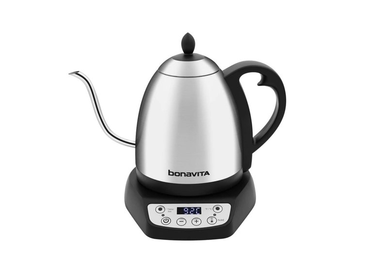 Bonavita 1L Digital Variable Temperature Gooseneck Electric Kettle for Coffee Brew and Tea Precise Pour Control, 6 Preset Temps, Café or Home Use, 1200 Watt, LED Panel, Stainless Steel