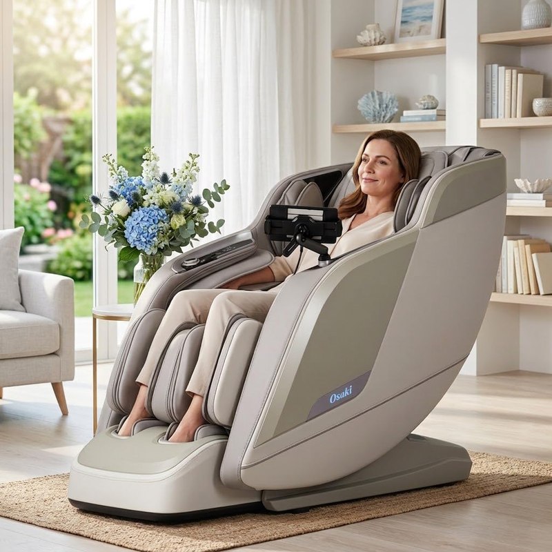 Osaki Vibe 4D Massage Chair, SL-Track Zero Gravity Recliner (Taupe)