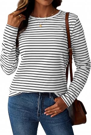 LilyCoco Striped Long-Sleeve Boat Neck Tee