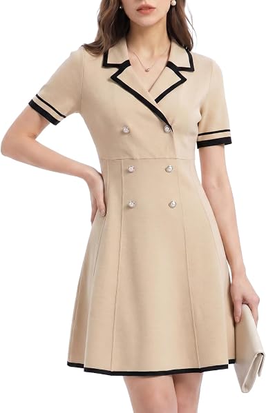 GOELIA Knit Sweater Mini Dress, Light Beige