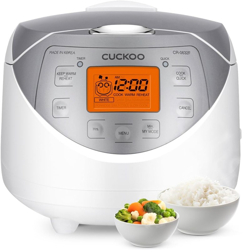 CUCKOO Micom Fuzzy Logic Rice Cooker, 12-Cup Cooked, Silver, CR-0632F | 6-Cup Uncooked Capacity, Nonstick Inner Pot, 6 Cooking Modes, 33-41 Minute Quick Rice, 13-Hour Preset Timer, Made in Korea
