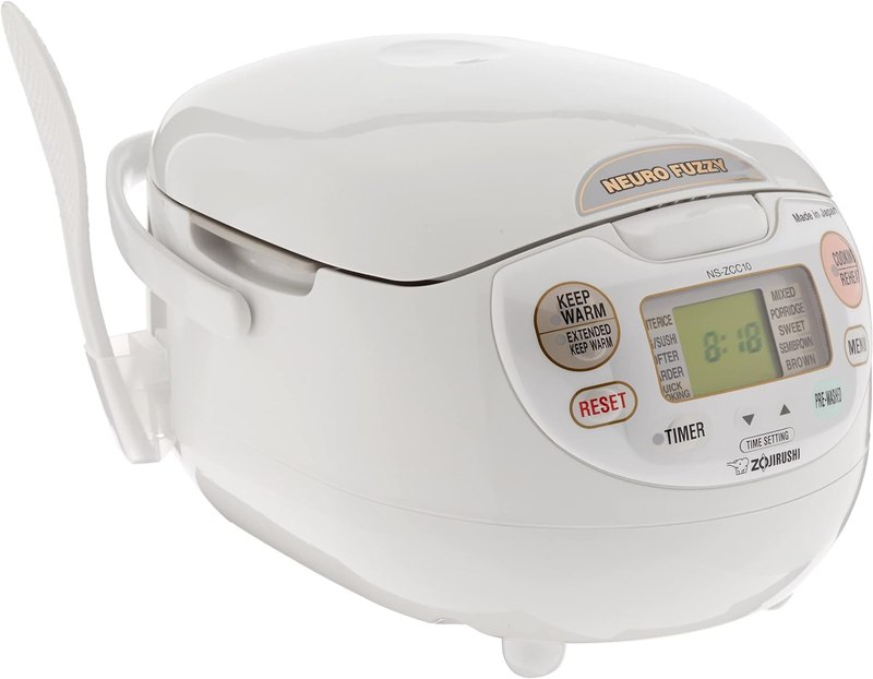 Zojirushi Ns ZCC10 Neuro Fuzzy Rice Cooker and Warmer (White) | Automatic keep-warm, delay