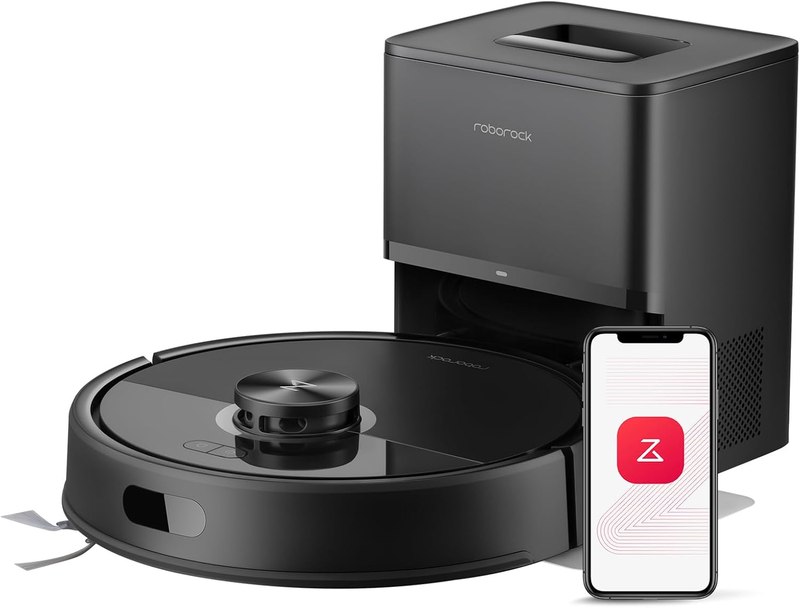 roborock Q7 M5+ Robot Vacuum and Mop, Up to 7-9 Weeks Self-Empty, 10000Pa | Upgraded from Q5 Max+, Dual Anti-Tangle System for Pet Hair & Carpet, PreciSense LiDAR Navigation, App Control, Black