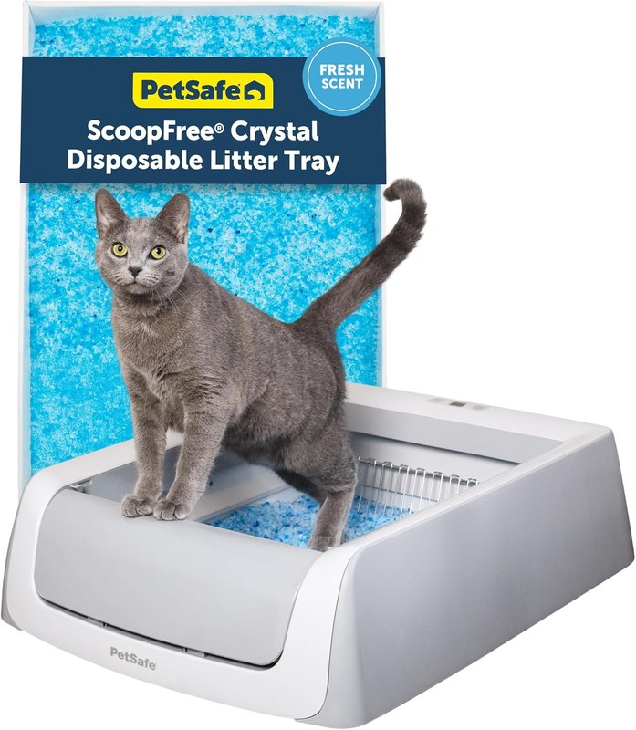 PetSafe ScoopFree Crystal Pro Legacy Self-Cleaning Litter Box, Uncovered | Hands-Free Automatic Cleaning, Advanced Odor Control, Health Counter Display, Includes 1 Disposable Crystal Litter Tray