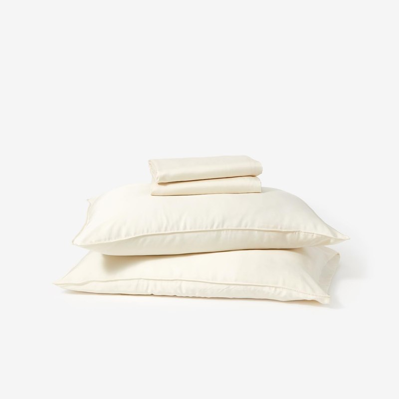 Buffy 100% Eucalyptus Lyocell Sheet Set - Silky Soft, Cool-to-The-Touch, Naturally-Dyed 4 Piece Set w/ 15” Deep Pockets (Cream, Queen)