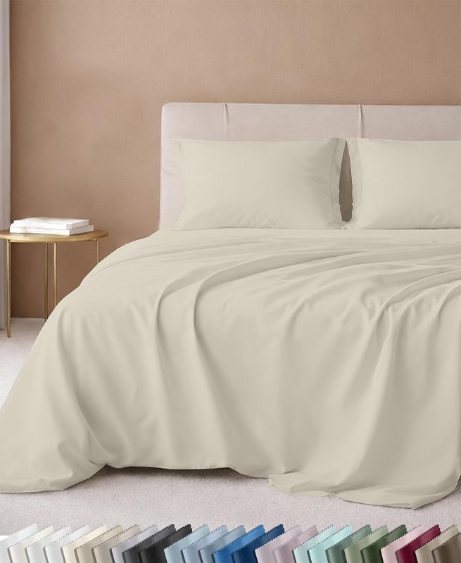 California Design Den Luxury 600 Thread Count Queen Sheet Set, 4 Pcs | 100% Cotton Sateen 