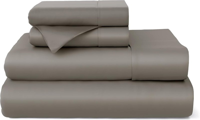 Cosy House Collection 100% Rayon Derived from Bamboo Bed Sheet Set | Cooling, Breathable, Silky Soft 4-Piece Deep Pocket Bedding Set (Queen, Grey)