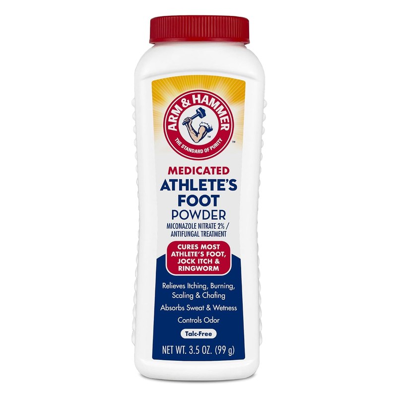 Arm & Hammer Medicated Athlete's Foot Powder, Antifungal Treatment, 3.5 oz | Antifungal foot powder with baking soda helps relieve itching, burning and odor. Cures most athlete's foot and jock itch
