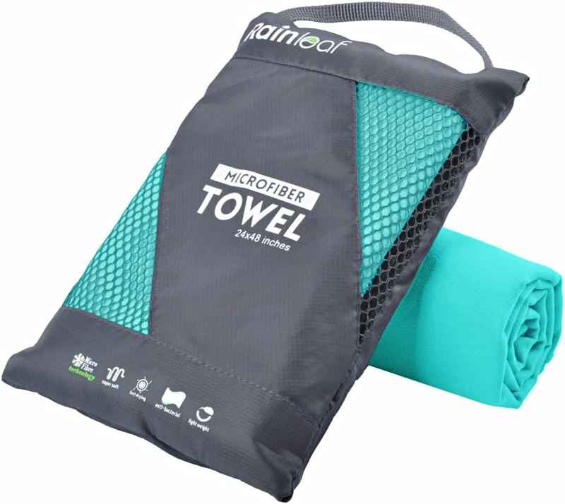 Rainleaf Microfiber Towel Quick Dry Camping & Travel & Gym Towel. Compact | Super Absorbent, Lightweight, Fast Drying. Suitable for Beach, Bath, Backpacking, Hiking, Swim.