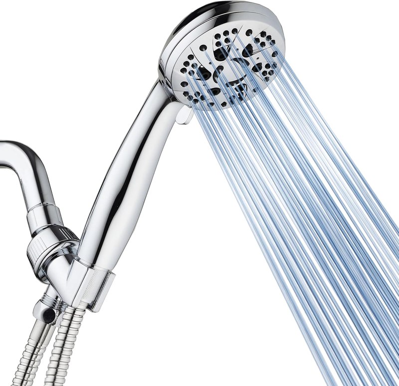 AquaDance High Pressure 6-Setting 3.5" Chrome Face Handheld Shower with Hose for the Ultimate Shower Experience! Officially Independently Tested to Meet Strict US Quality & Performance Standards! | Anti-clog Jets, Premium Stainless Steel Hose & Adjustable Bracket for the Ultimate Shower Spa Experience! / All Chrome Finish
