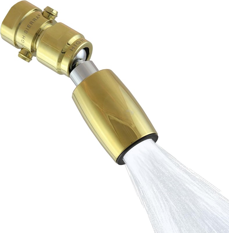 High Sierra® - CLASSIC™ Solid Lead-Free Metal 1.5 GPM Award Winning. Ultra Low Flow Shower Head with Trickle Valve. Patented Nozzle Never Clogs - Polished Brass Finish