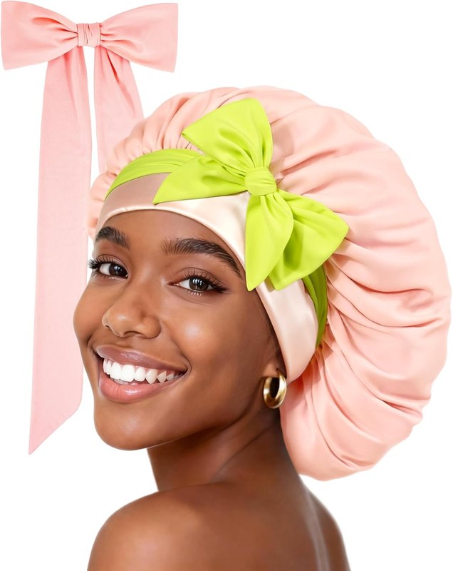 Fittia Silk Satin Large Bonnet Sleeping: Adjustable XL for Long Curly Braid Sleeping, Tie with Single-Layer Breathable