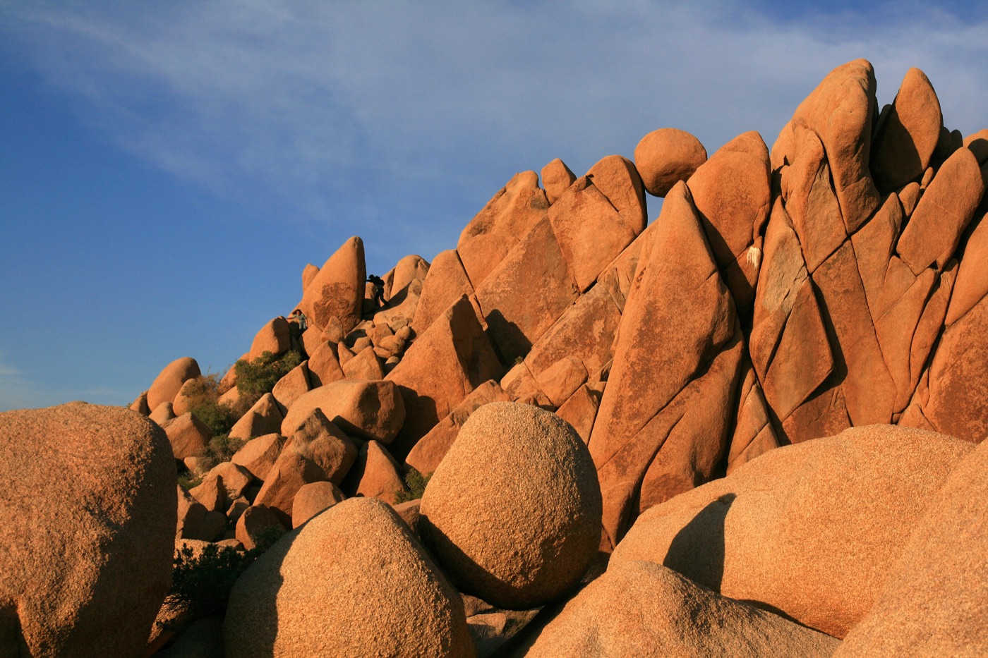 Rock formations in Joshua Tree National Park, real photograph.