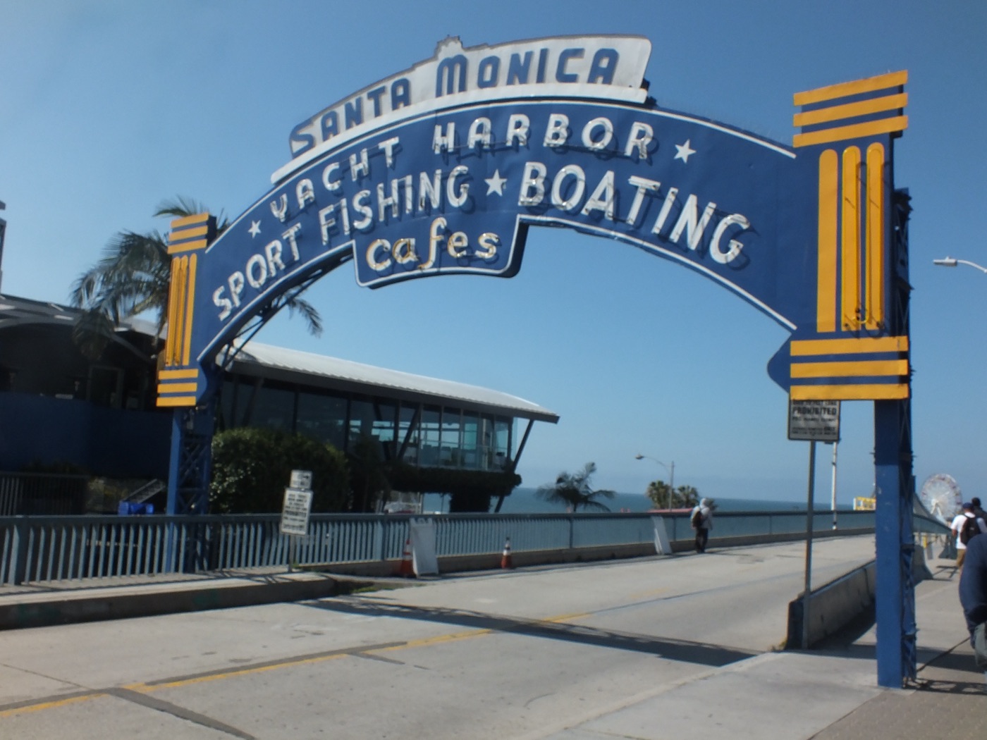 The Santa Monica Pier sign, real photograph.