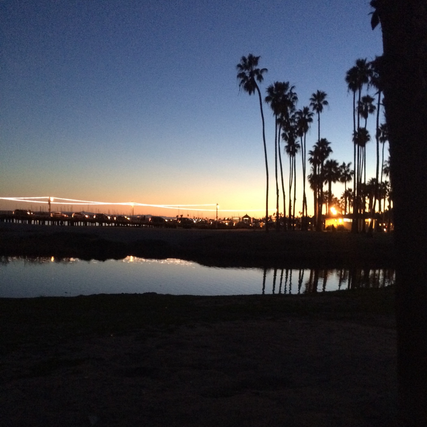Santa Monica Pier at sunset, real photograph.