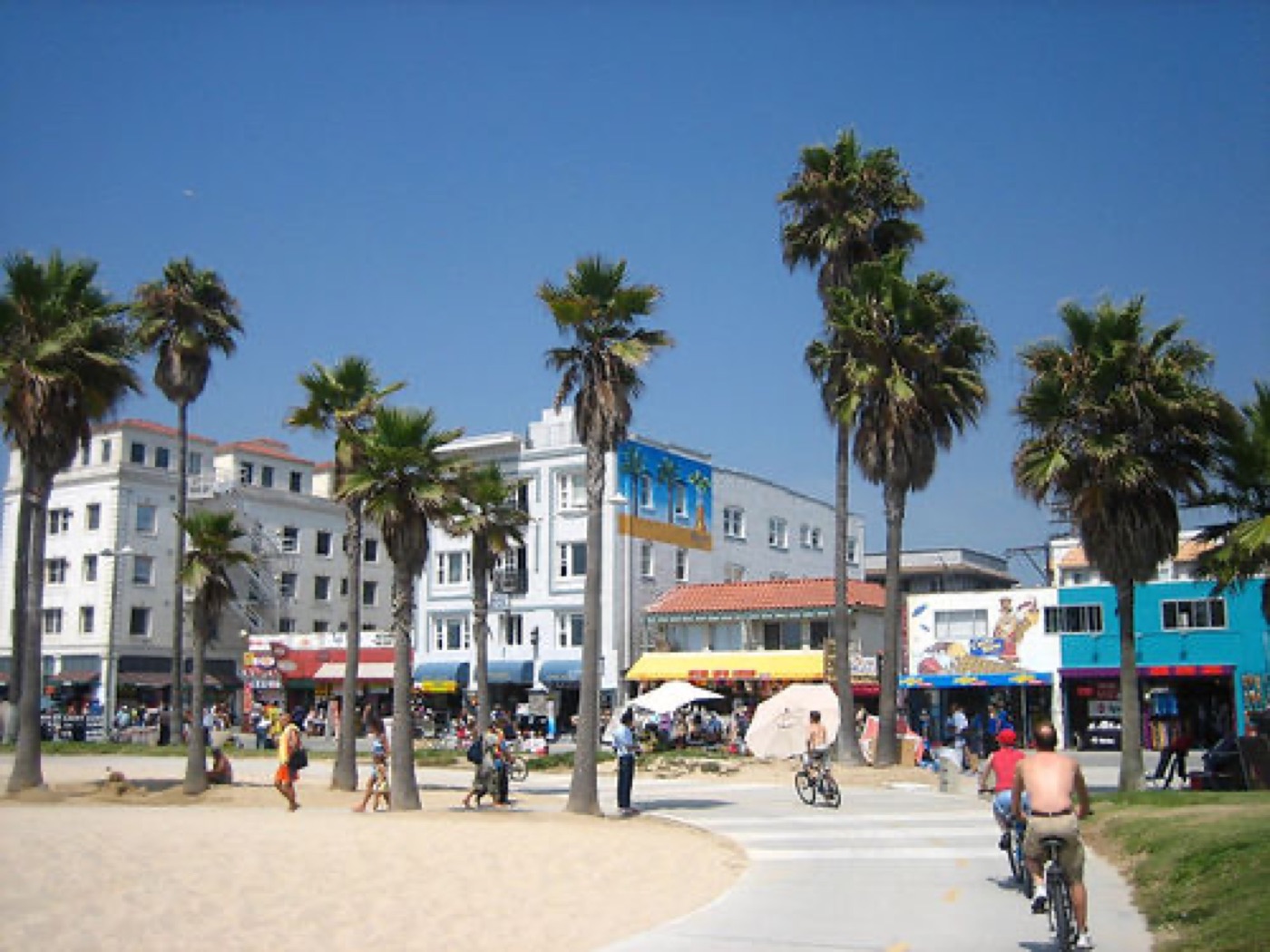 The beach bike path in Venice Beach, California, real photograph.