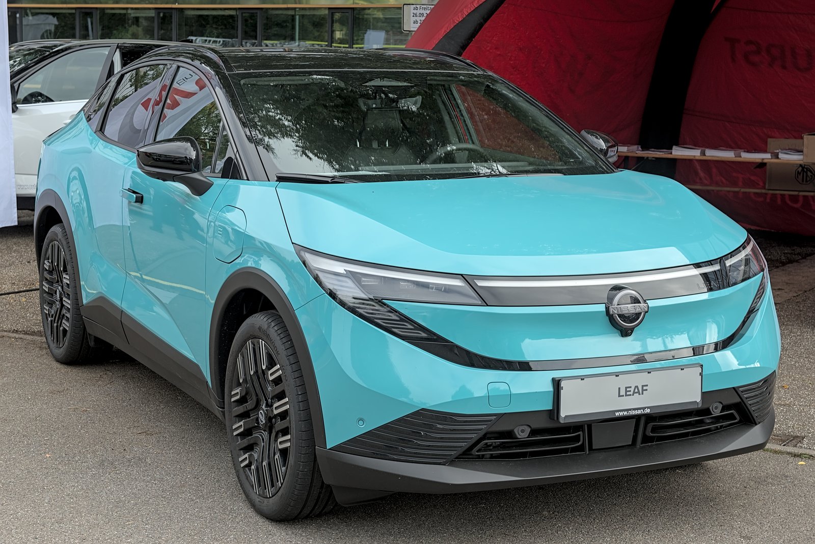 Nissan Leaf electric vehicle, editorial photograph.