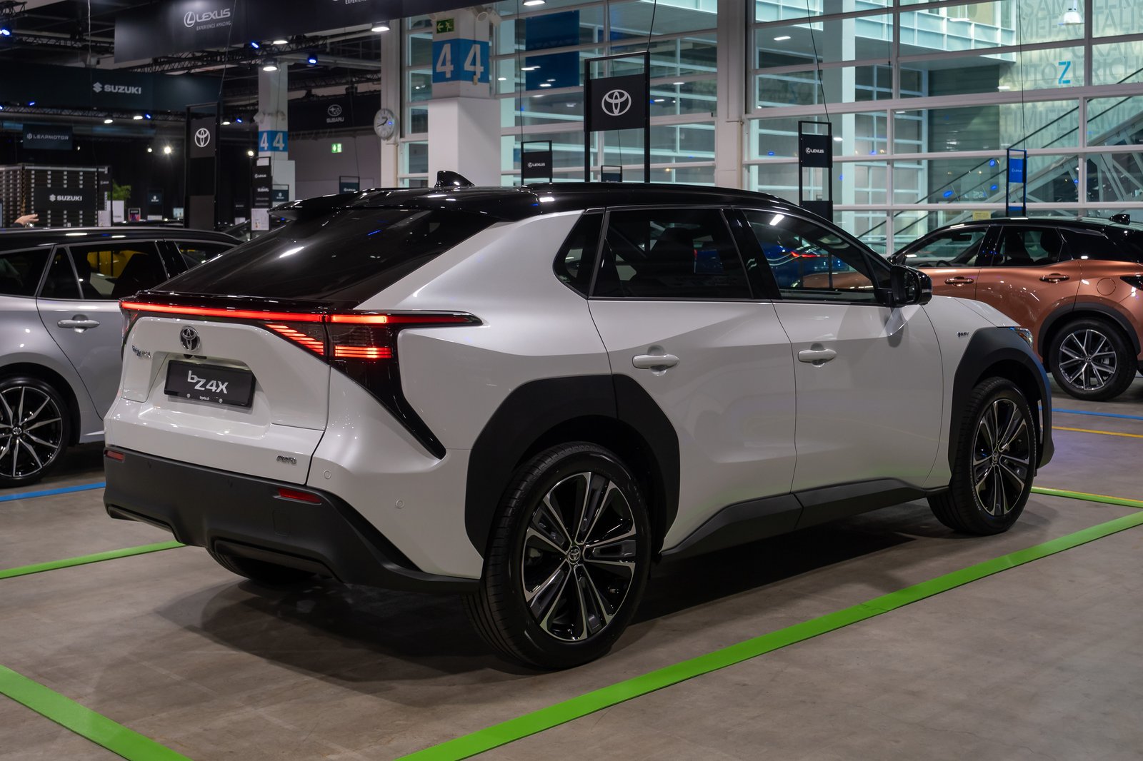 Toyota bZ4X electric SUV, editorial photograph.