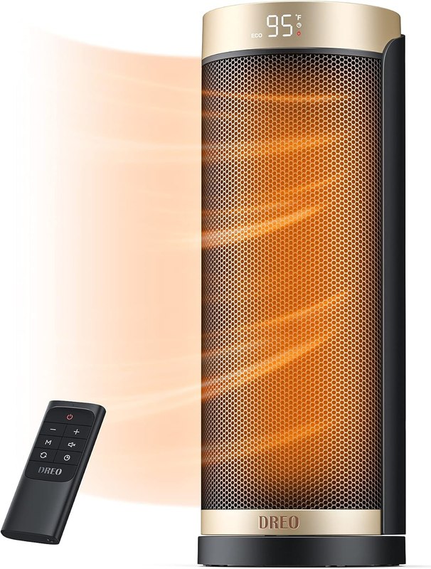 DREO Space Heaters for Indoor Use with Thermostat, 1500W Electric Heaters | Fast Heating, Quiet Operation, 70° Oscillation, Remote Control, 12H Timer, ECO Mode, ETL-Certified Safety Heat for Large Room