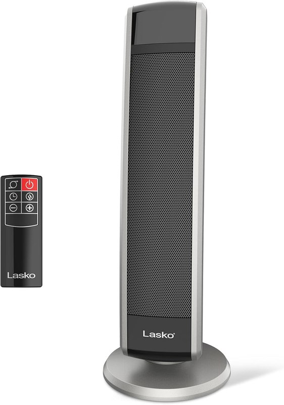 Lasko Oscillating Digital Ceramic Tower Space Heater - 29” - 5586 - Black | Built-In Handle, For Large Rooms, Cool Touch Housing, Overheat Protection Adjustable Thermostat, Timer, Remote, 1500W