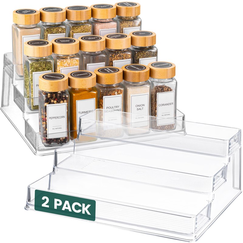 Oizeir Clear Acrylic 3-Tier Spice Rack, Cabinet Pantry Organizer