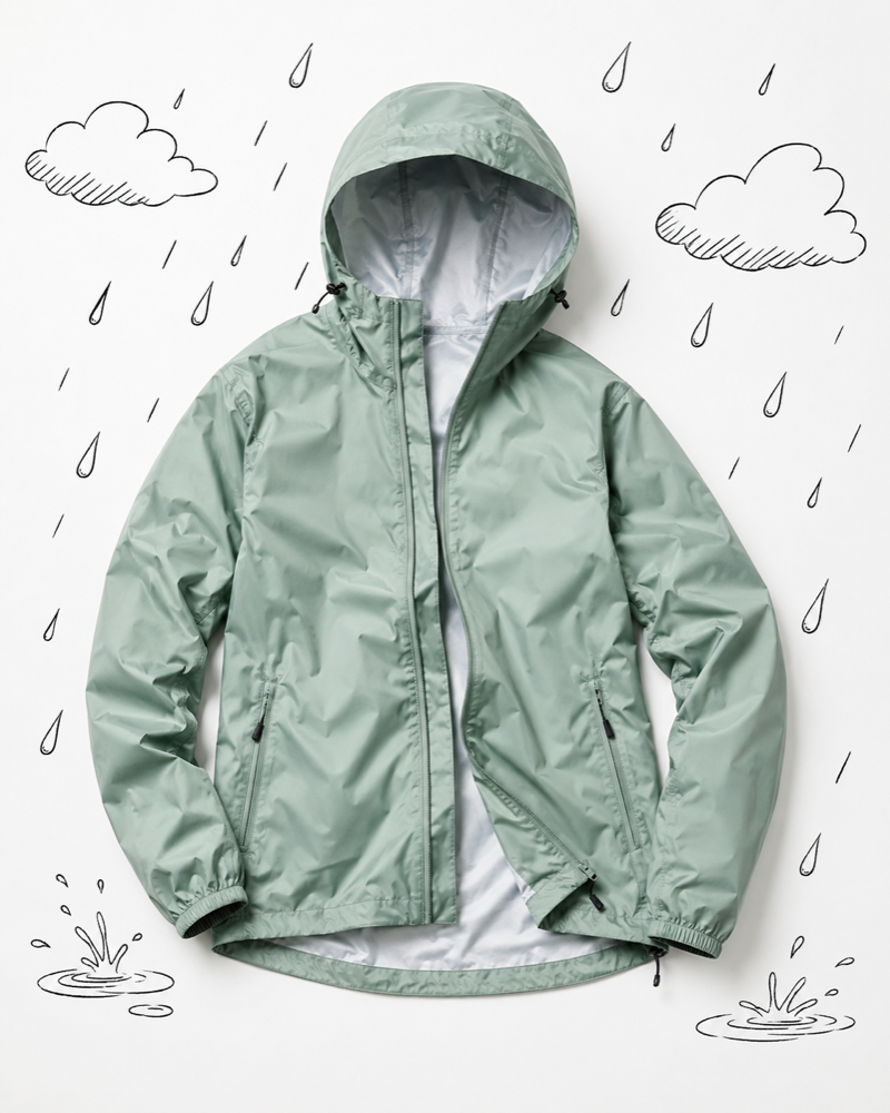 Packable rain jacket