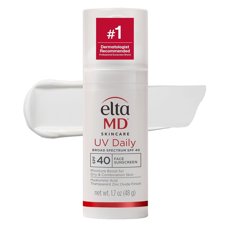 EltaMD UV Daily Face Sunscreen Moisturizer, Zinc Oxide, SPF 40 and SPF 50 | Hydrates and Protects Dry Dehydrated Skin, Lightweight, No White Cast, Dermatologist Recommended, Available in Three Tints