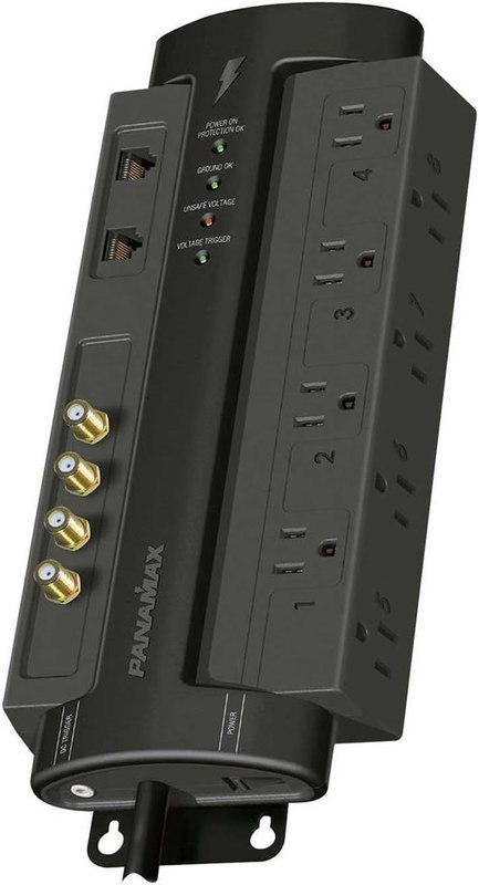 Panamax M8-AV-PRO 8-Outlet Home Theater Power Conditioner | 8 outlets, 2 isolated banks, 15A, 1875 joules, 65kA, 500V VPR, AVM, coax/tel/LAN protection