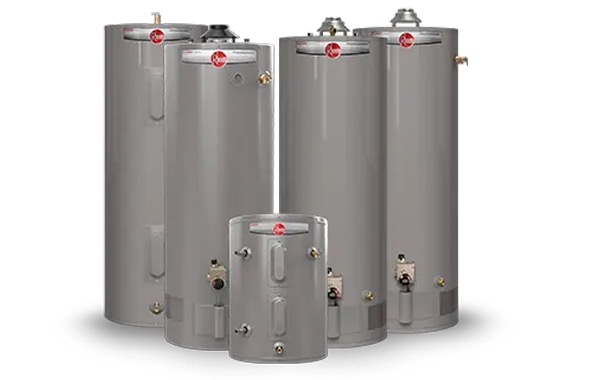 A traditional tank-style water heater.