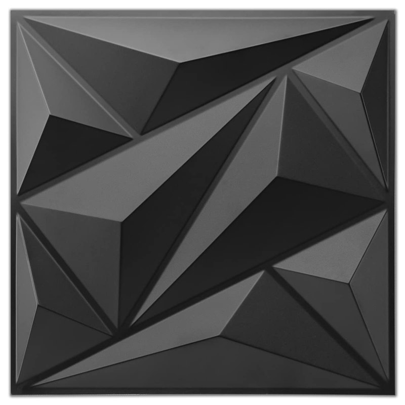 33 Pack 3D Wall Panels Diamond, Black, 12''x12'' | PVC Accent Wall Panels for Interior Wall Decor, Living Room, Lobby Bedroom Hotel Office, Cover 32.Sq.Ft