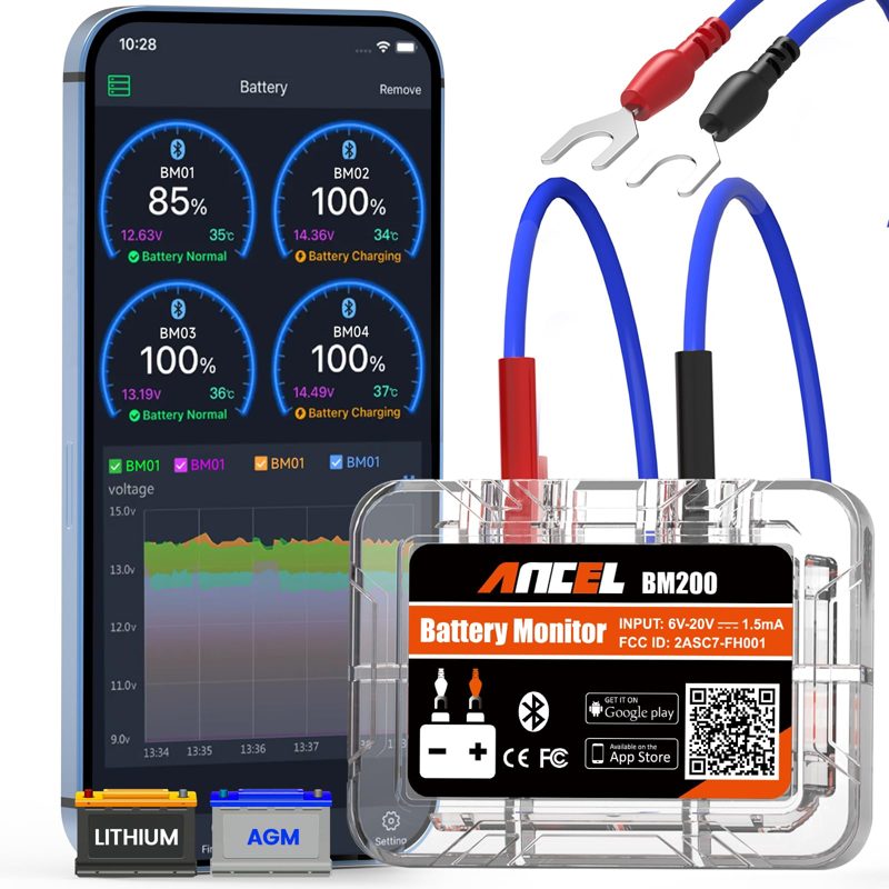 ANCEL BM200 Battery Monitor Bluetooth, 12V Automotive Car Battery Tester