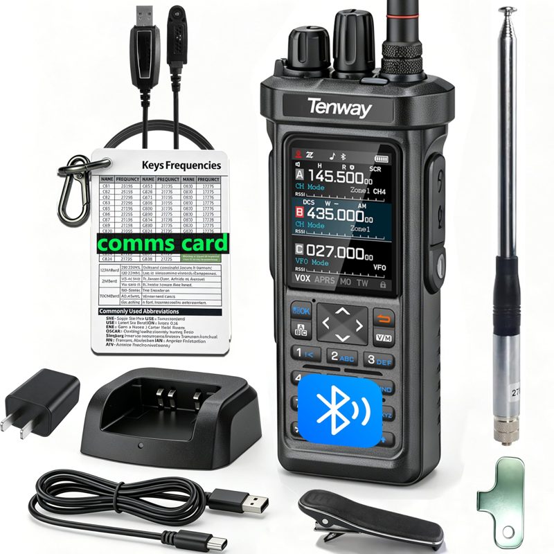Tenway TP-900 PRO 10W Handheld Ham Radio with NOAA, GPS APRS, 27MHz Antenna