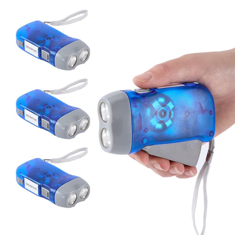 Evelots 4-Pack Hand Crank Flashlights for Emergencies, Double LED