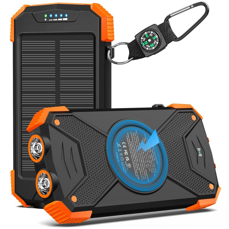 BLAVOR Solar Power Bank 10,000mAh Portable Wireless Charger for Cell Phones