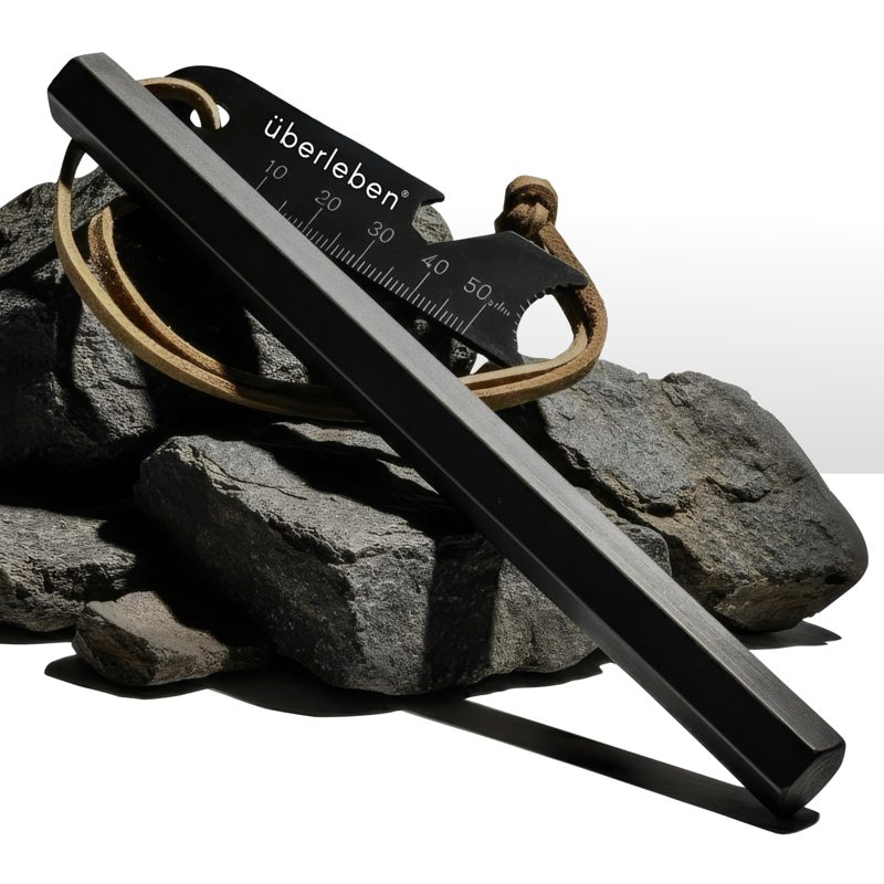 Überleben | Hexå Original Ferro Rod Fire Starter Survival Tool – Up to 20,000 Strikes, 6" Long, 1/2" Thick Hexagon Fire Steel with Multi-Tool Striker & Lanyard – Waterproof Camping Essentials