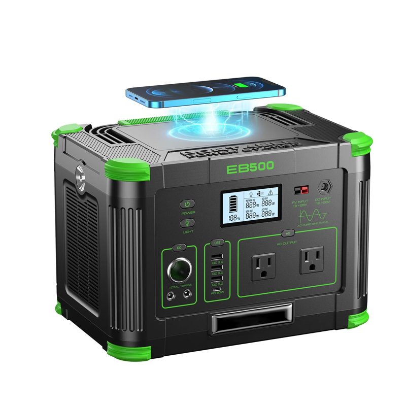 GRECELL Portable Power Station 500W, 519Wh/140400mAh Solar Generator Backup Lithium Battery Pack Power Supply with 2 AC Outlets, PD 60W USB-C Power bank for Outdoor RV Camping Home Outage Emergency