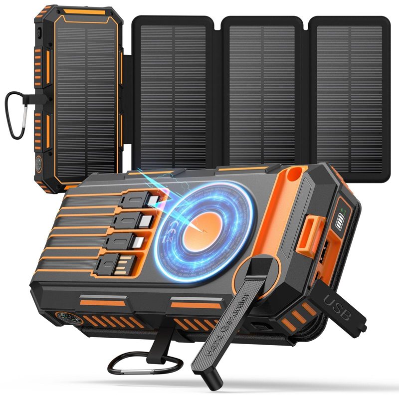FEELLE Solar Power Bank 50000mAh Magnetic Portable Charger with Hand Crank