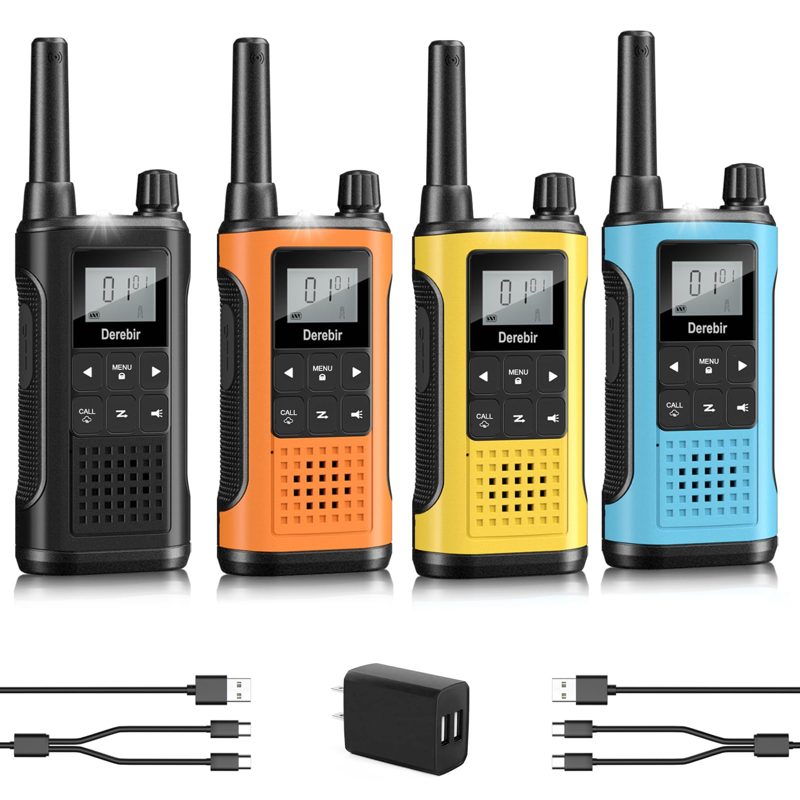 Derebir Rechargeable Walkie Talkies for Adults Long Range-4 Pack