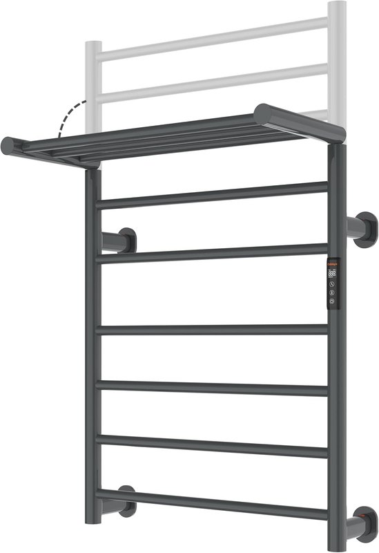 Heated Towel Rack Foldable Dual-Zone Timer No-Drill Twilight Grey CA3