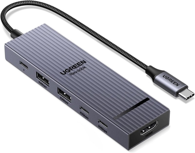 UGREEN Revodok Pro USB-C Hub 6 in 1 10Gbps 4K 60Hz HDMI | 100W PD charging, compatible with MacBook Neo/Pro/Air, iPad Pro, Thinkpad Rog Ally and More