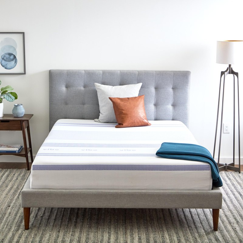 Vibe Gel Memory Foam Mattress, 12-Inch CertiPUR-US Certified Bed-in-a-Box, Queen, White